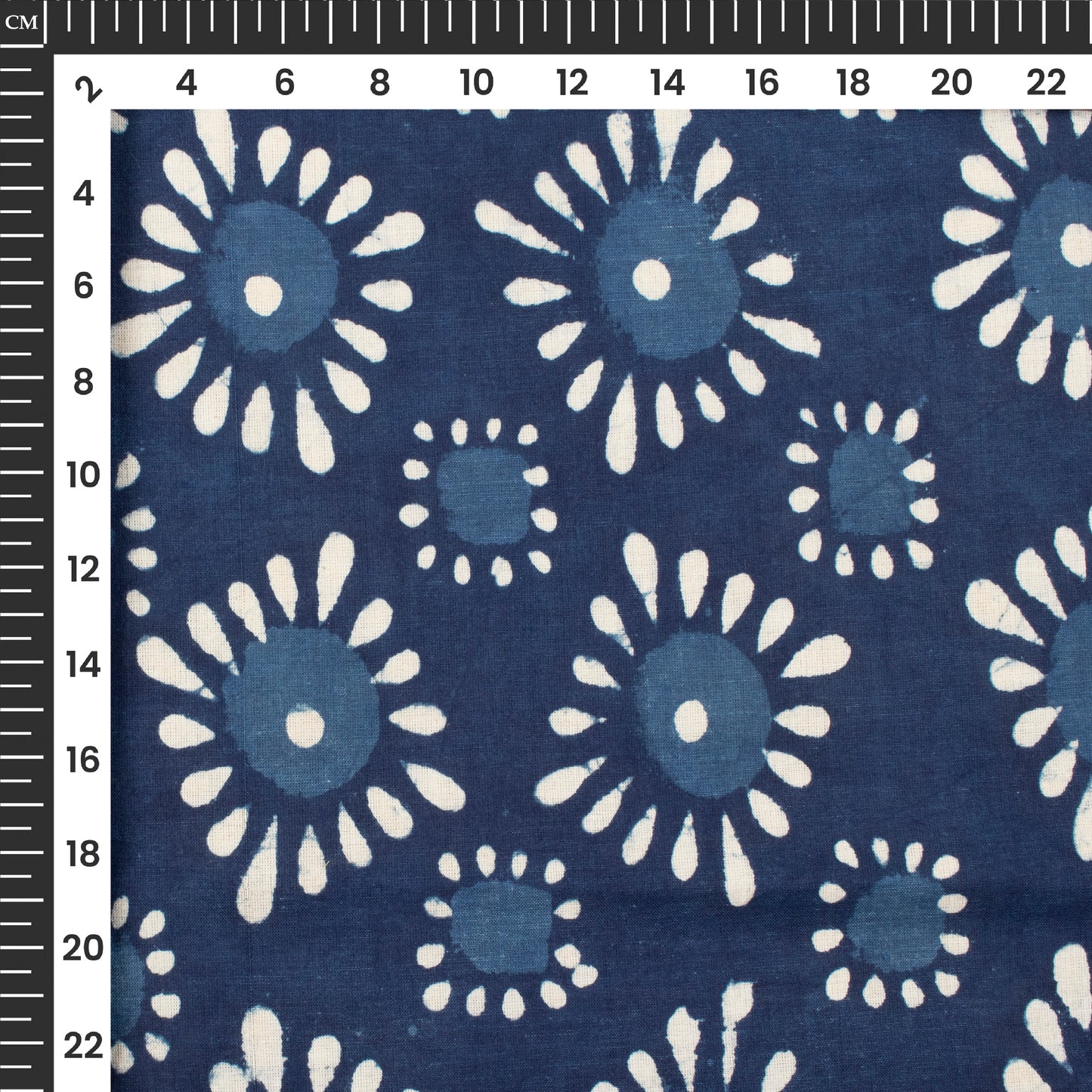 Blue Floral Handblock Pure Cotton Fabric