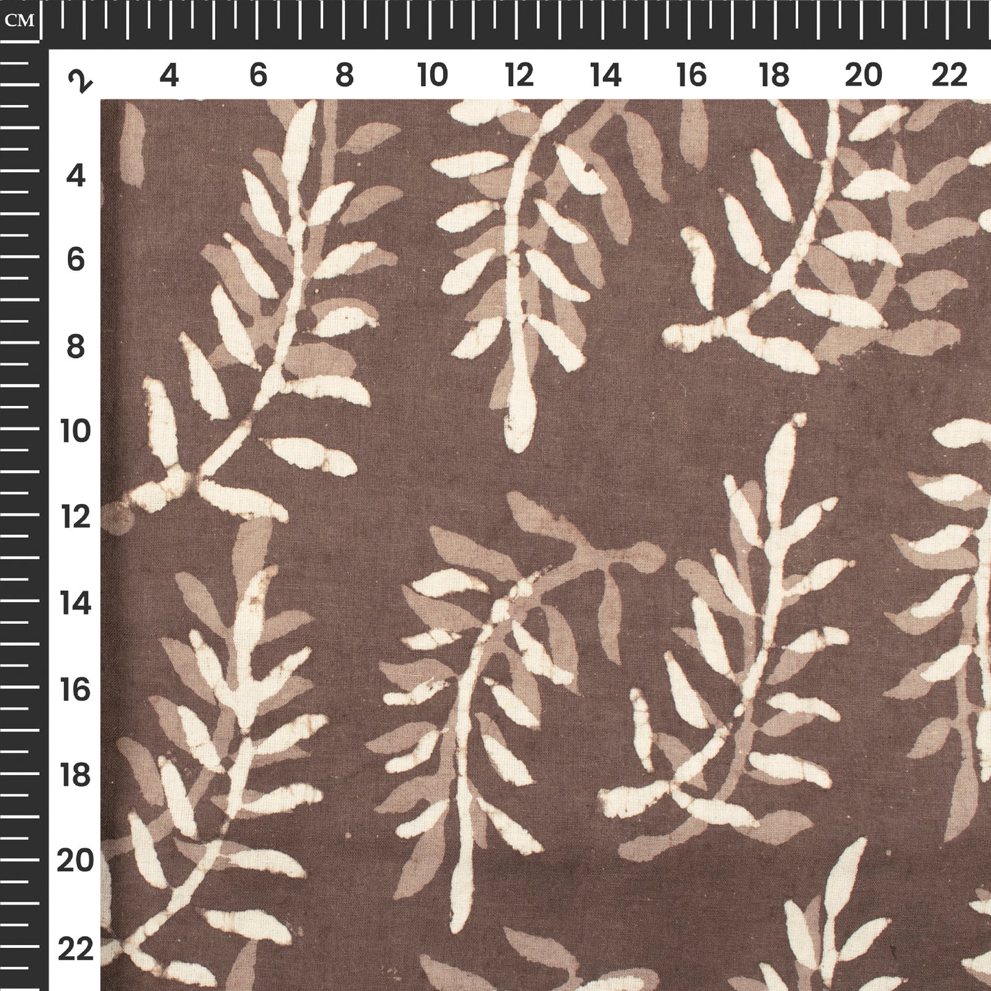 Brown Leaf Handblock Pure Cotton Fabric