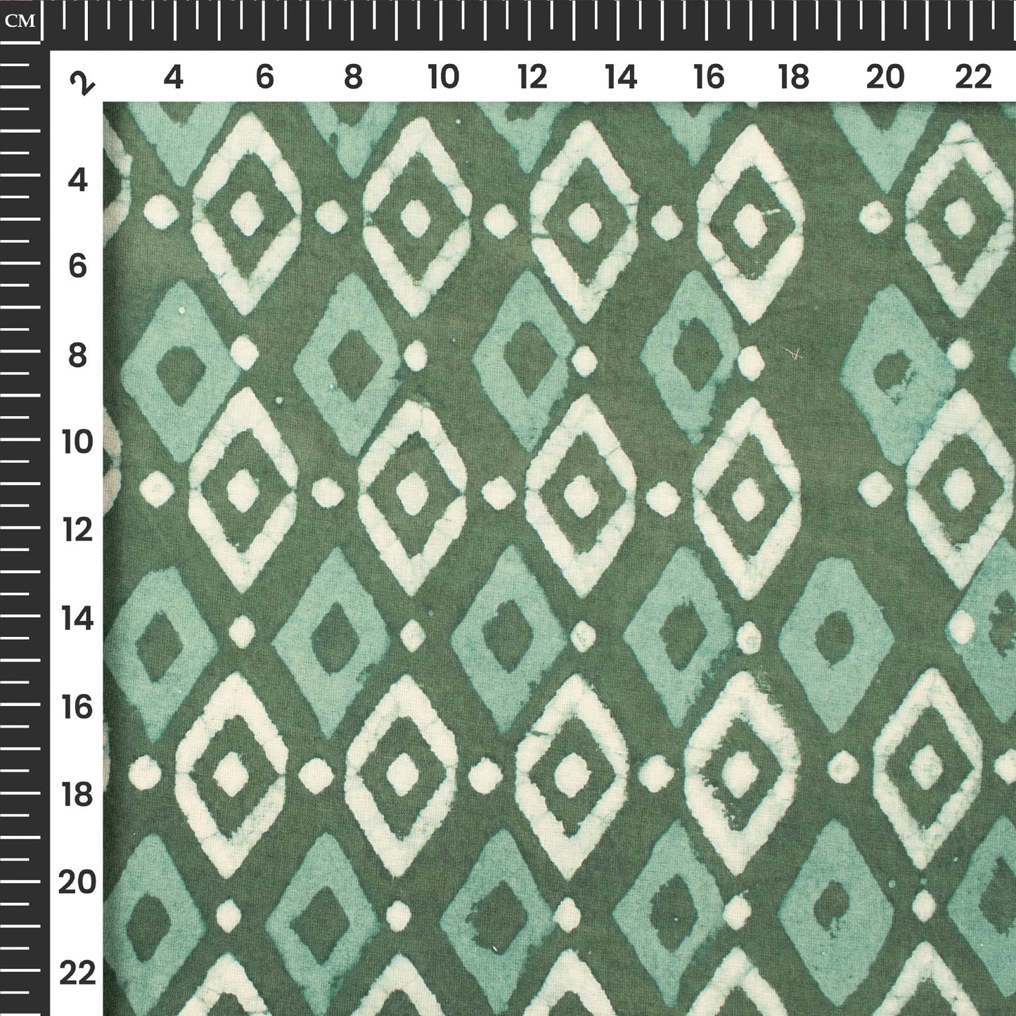 Green Abstract Handblock Pure Cotton Fabric