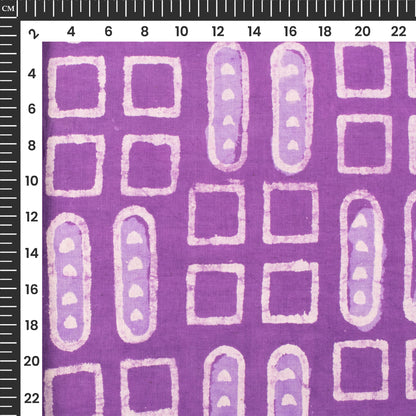 Lavender Purple Geometric Handblock Pure Cotton Fabric