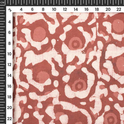Salmon Pink Floral Handblock Pure Cotton Fabric