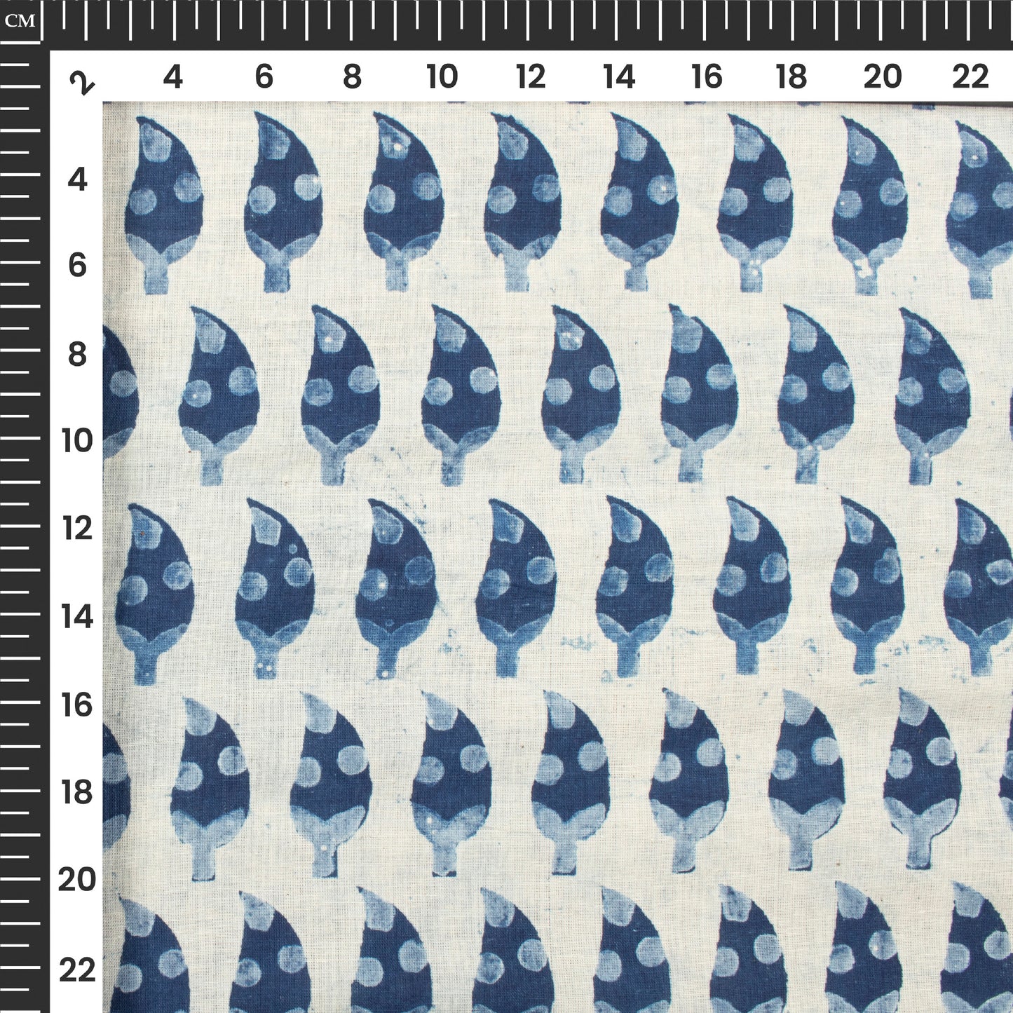 Blue Leaf Handblock Pure Cotton Fabric