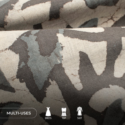 Cream Floral Handblock Pure Cotton Fabric