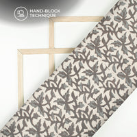 Cream Floral Handblock Pure Cotton Fabric