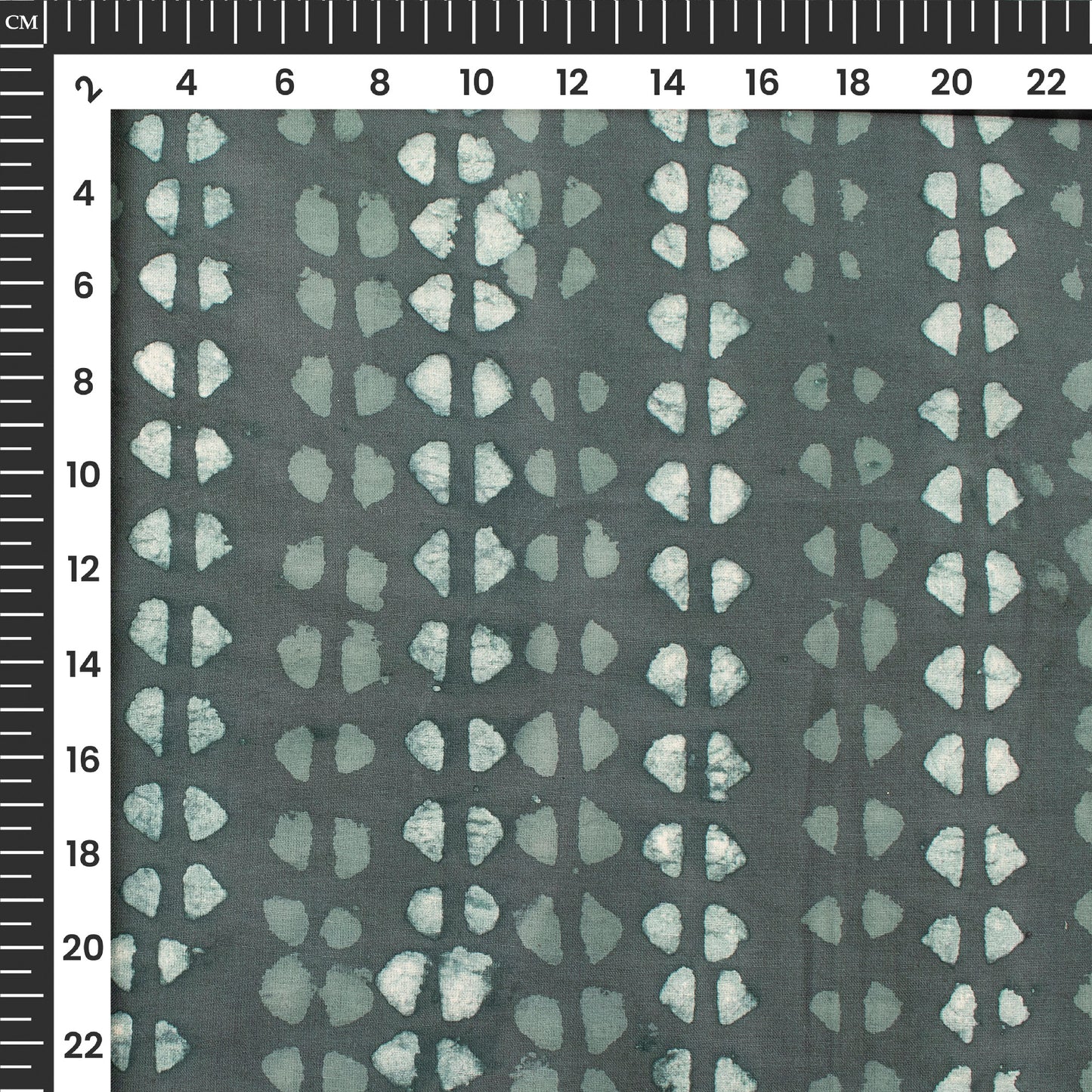 Gray Green Geometric Handblock Pure Cotton Fabric