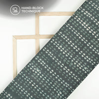 Gray Green Geometric Handblock Pure Cotton Fabric