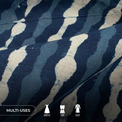 Indigo Handblock Pure Cotton Fabric