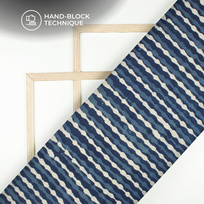 Indigo Handblock Pure Cotton Fabric