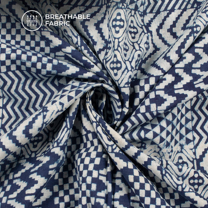 Indigo Handblock Pure Cotton Fabric