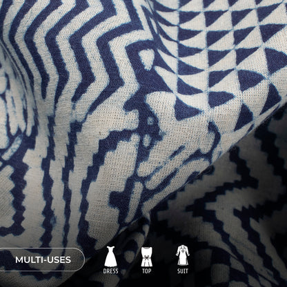 Indigo Handblock Pure Cotton Fabric