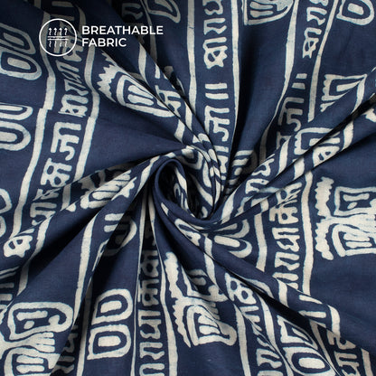 Indigo Handblock Pure Cotton Fabric