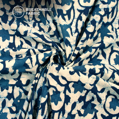 Indigo Handblock Pure Cotton Fabric