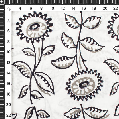 Monochrome Handblock Pure Cotton Fabric