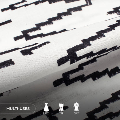 Monochrome Handblock Pure Cotton Fabric