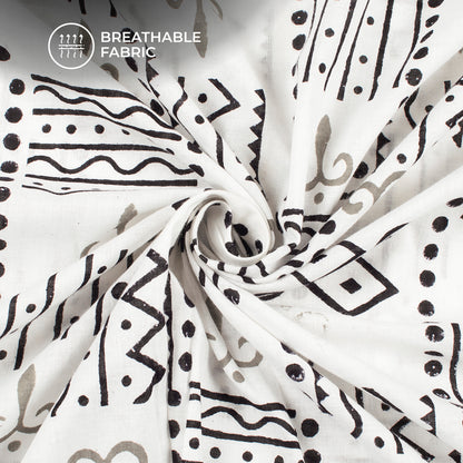 Monochrome Handblock Pure Cotton Fabric