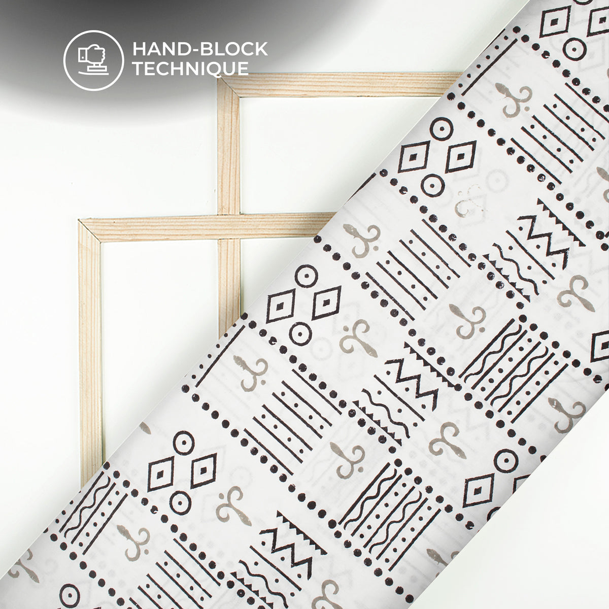 Monochrome Handblock Pure Cotton Fabric