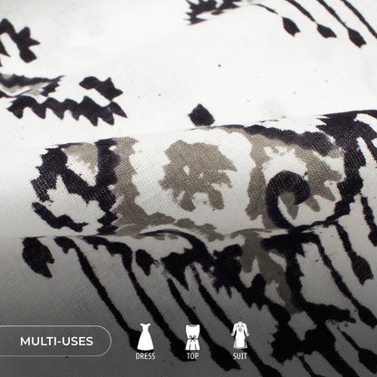 Monochrome Handblock Pure Cotton Fabric