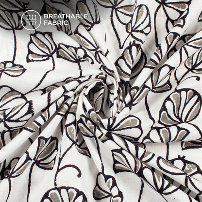 Monochrome Handblock Pure Cotton Fabric