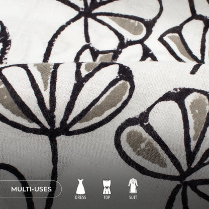 Monochrome Handblock Pure Cotton Fabric