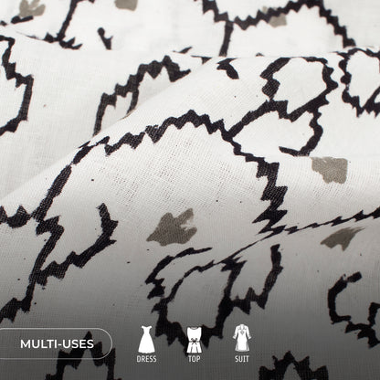 Monochrome Handblock Pure Cotton Fabric