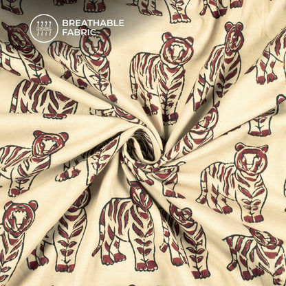 Tiger Pattern Bagru Handblock Pure Cotton Fabric