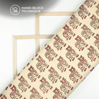 Tiger Pattern Bagru Handblock Pure Cotton Fabric