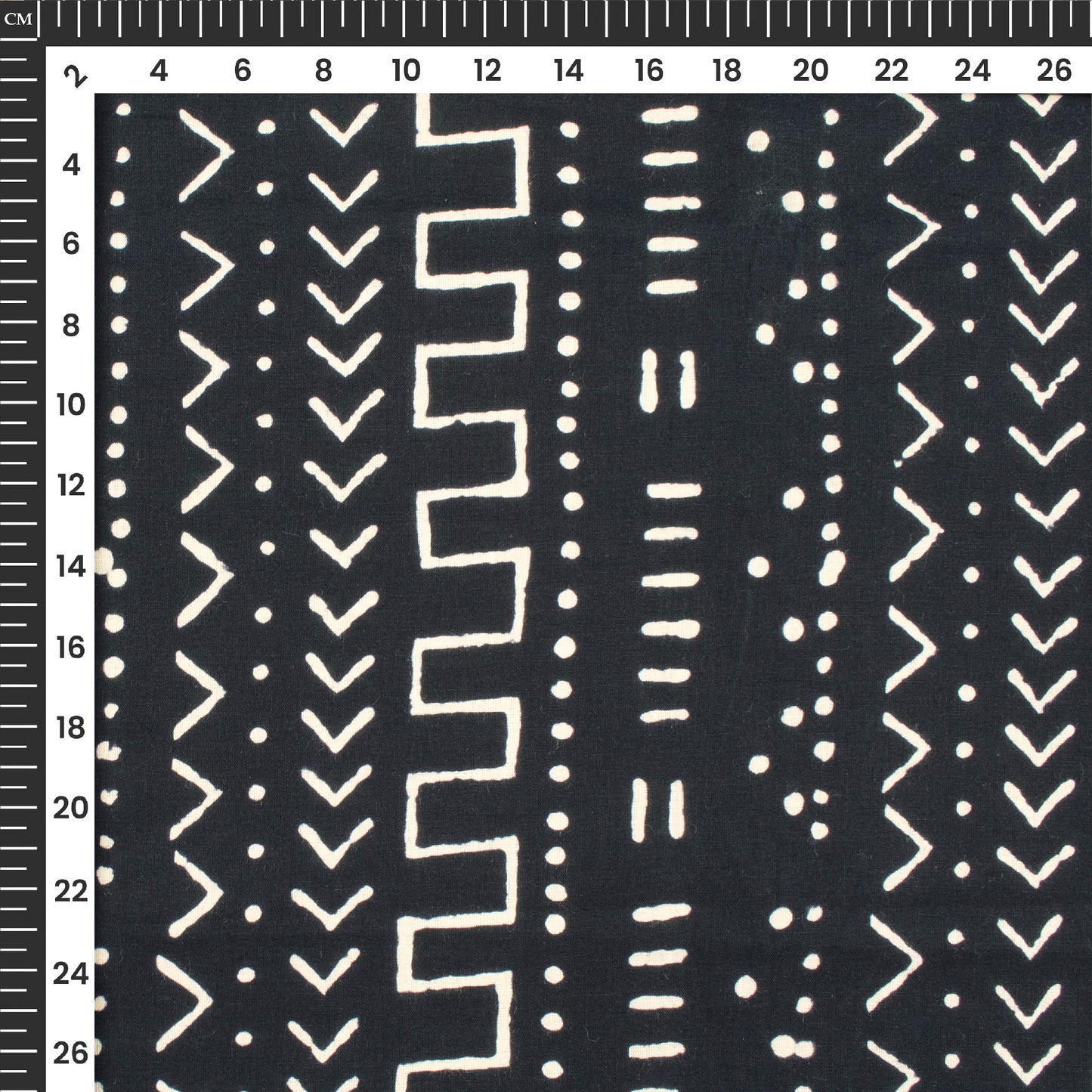 Ethnic Monochrome Handblock Pure Cotton Fabric