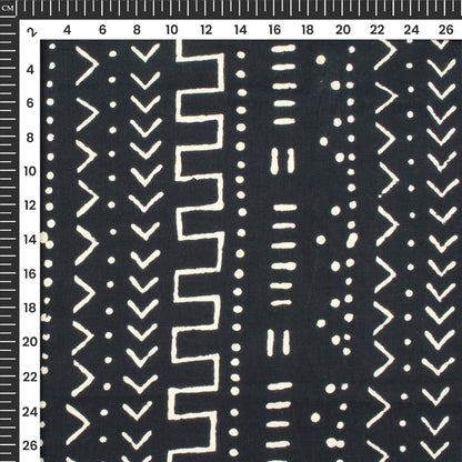 Ethnic Monochrome Handblock Pure Cotton Fabric