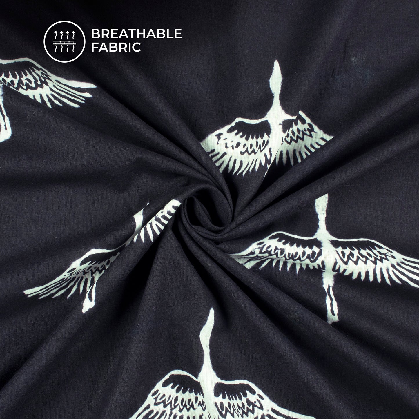 Bird Monochrome Handblock Pure Cotton Fabric