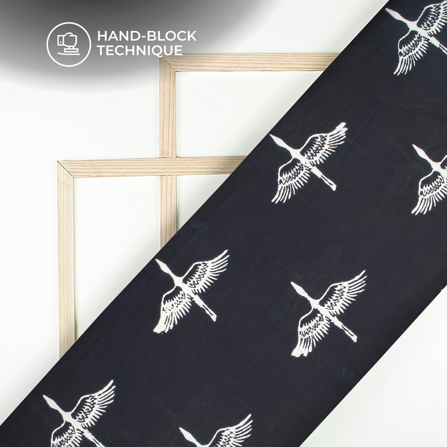 Bird Monochrome Handblock Pure Cotton Fabric