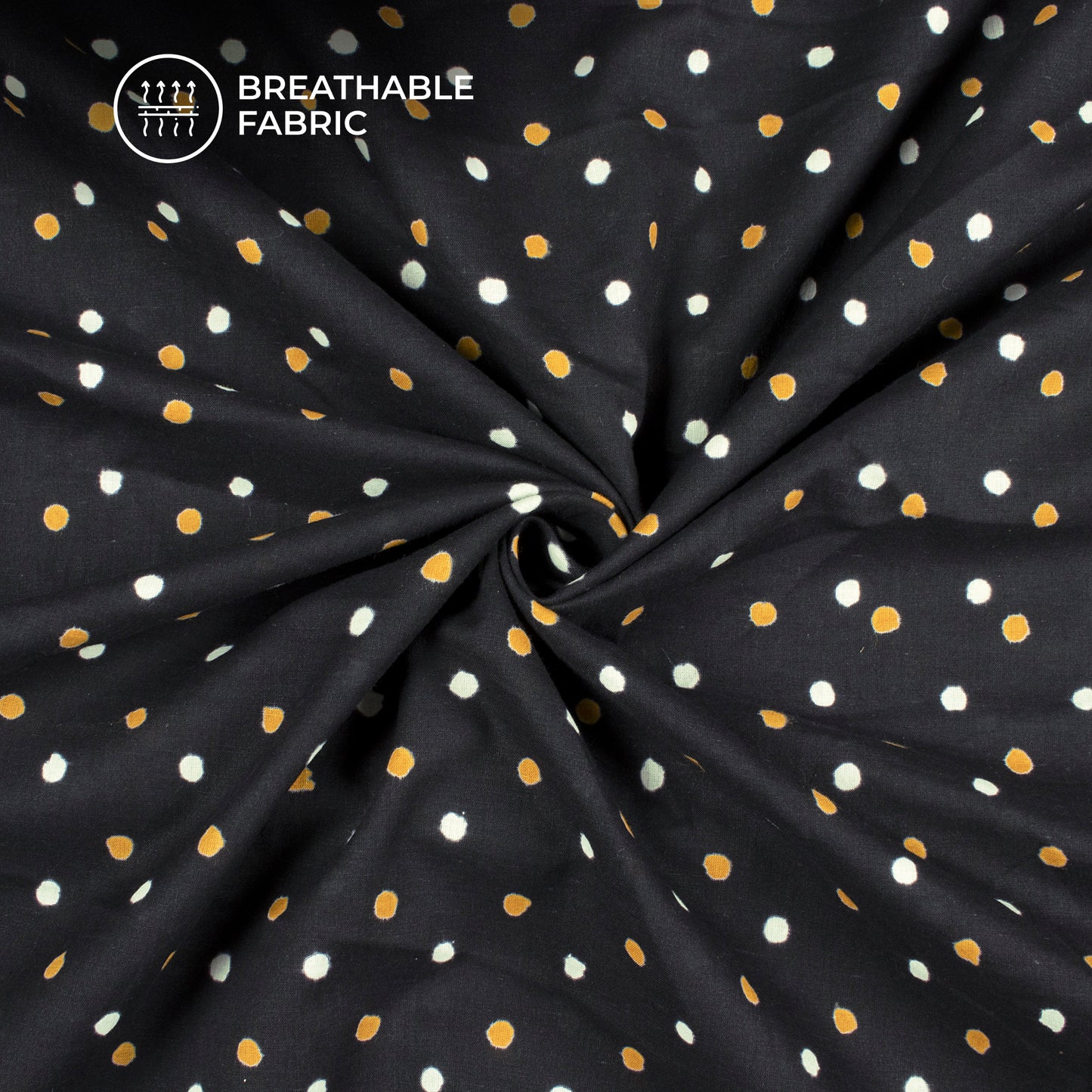 Polka Dots Monochrome Handblock Pure Cotton Fabric