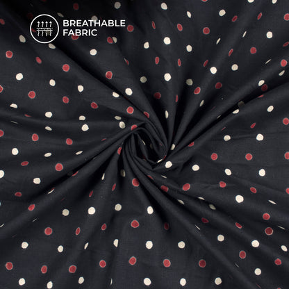 Polka Dots Monochrome Handblock Pure Cotton Fabric