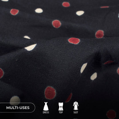 Polka Dots Monochrome Handblock Pure Cotton Fabric