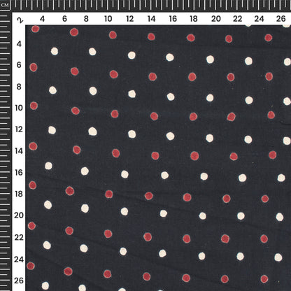 Polka Dots Monochrome Handblock Pure Cotton Fabric