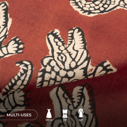 Animal Bagru Handblock Pure Cotton Fabric