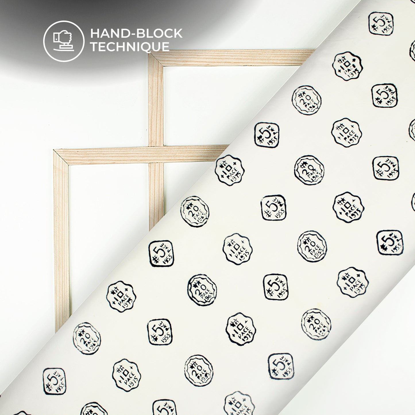 Quirky Monochrome Handblock Pure Cotton Fabric