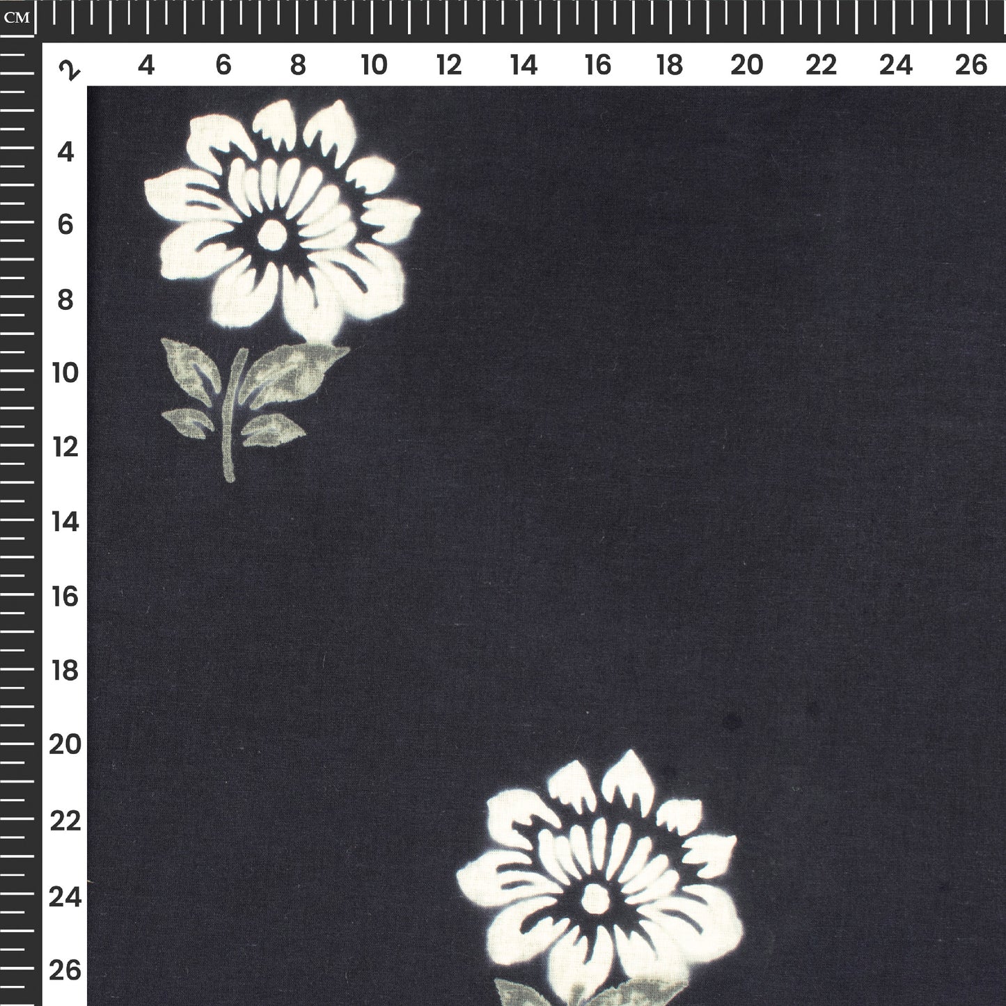 Floral Monochrome Handblock Pure Cotton Fabric