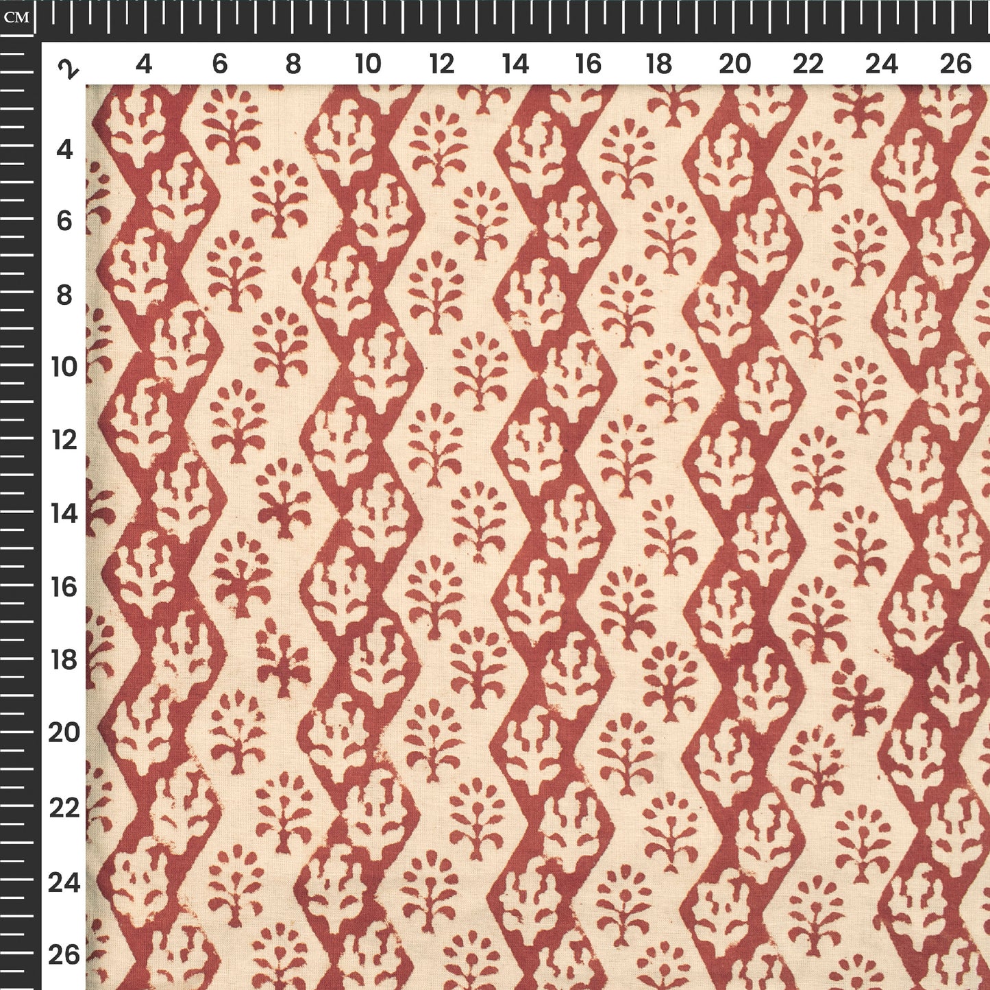 Chevron Floral Bagru Handblock Pure Cotton Fabric