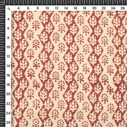 Chevron Floral Bagru Handblock Pure Cotton Fabric