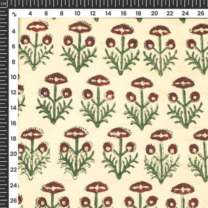 Floral Bagru Handblock Pure Cotton Fabric