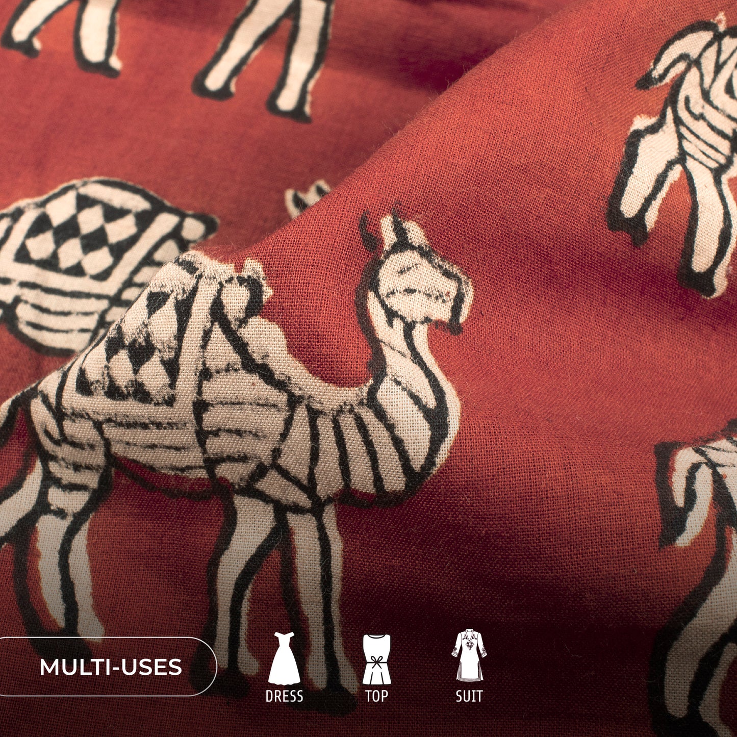 Animal Bagru Handblock Pure Cotton Fabric