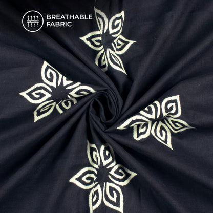 Floral Monochrome Handblock Pure Cotton Fabric