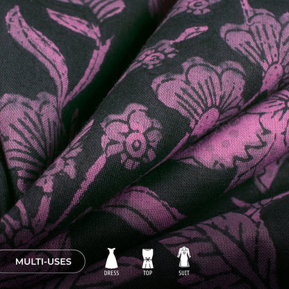 Floral Bagru Handblock Pure Cotton Fabric