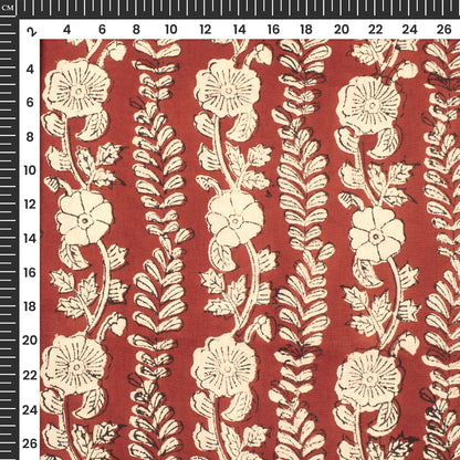 Floral Bagru Handblock Pure Cotton Fabric