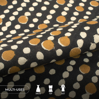 Polka Dots Bagru Handblock Pure Cotton Fabric