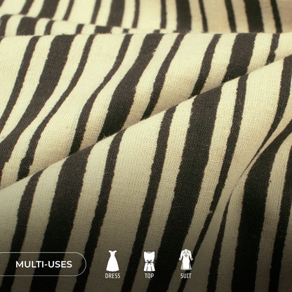 Stripes Bagru Handblock Pure Cotton Fabric