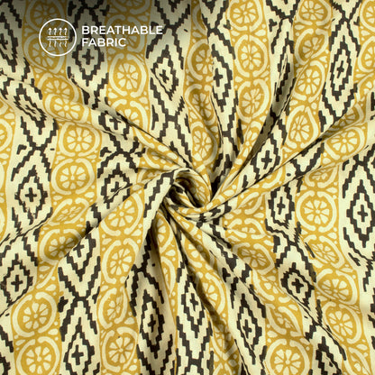 Geometrical Bagru Handblock Pure Cotton Fabric
