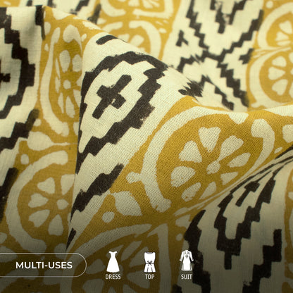 Geometrical Bagru Handblock Pure Cotton Fabric