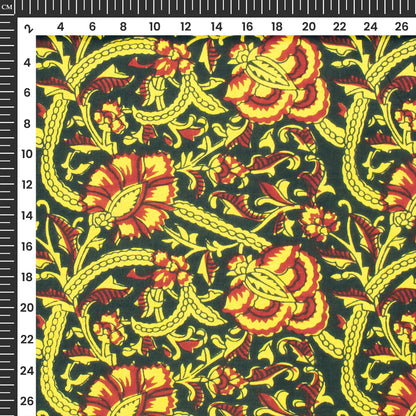 Floral Bagru Handblock Pure Cotton Fabric