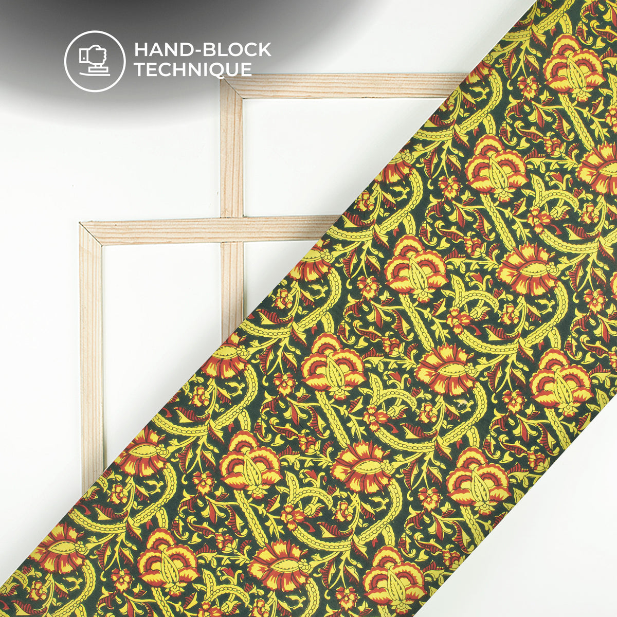 Floral Bagru Handblock Pure Cotton Fabric
